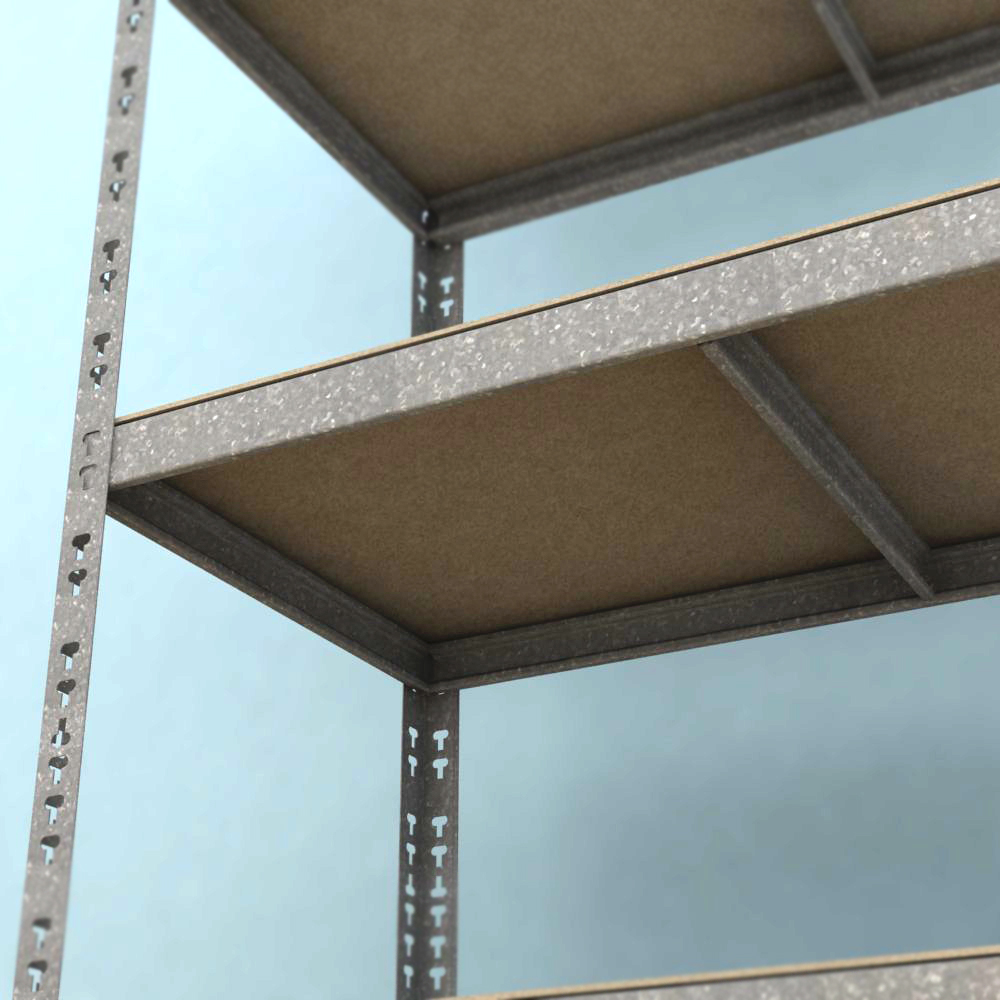 Kovový regál s drevotrieskovými policamii, 250kg/pol. S