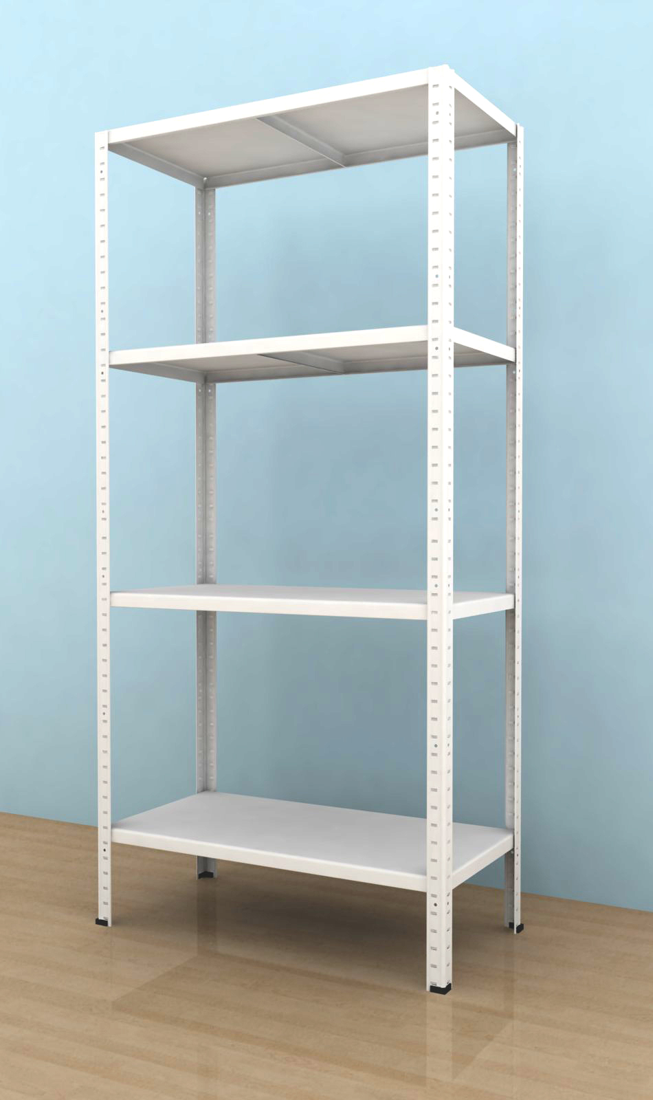 Kovový regál Drumy 1100x800x400/4, 130kg/pol., biela
