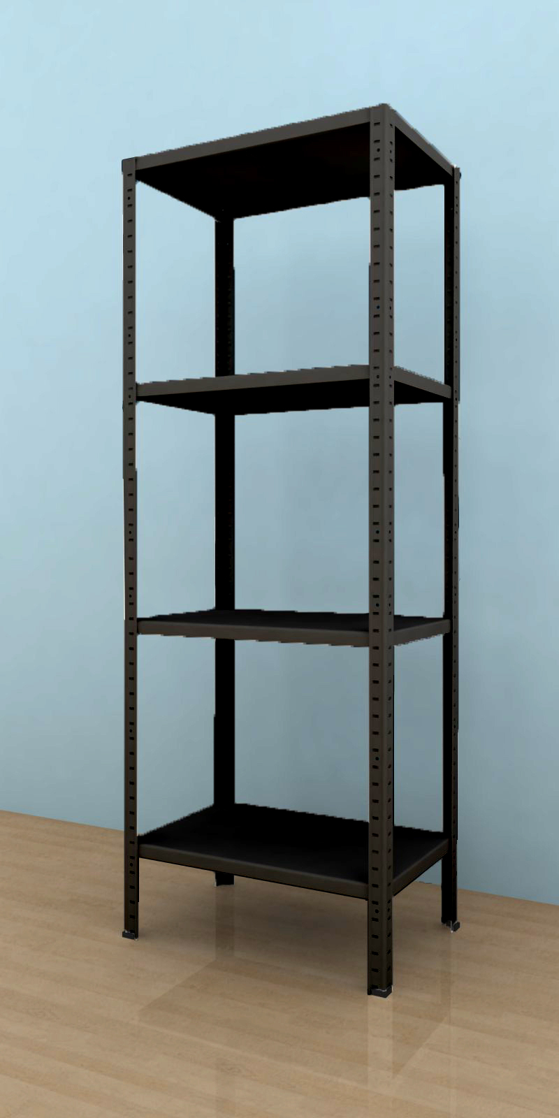 Kovový regál Drumy 1800x600x400/4, 130kg/pol., čierna