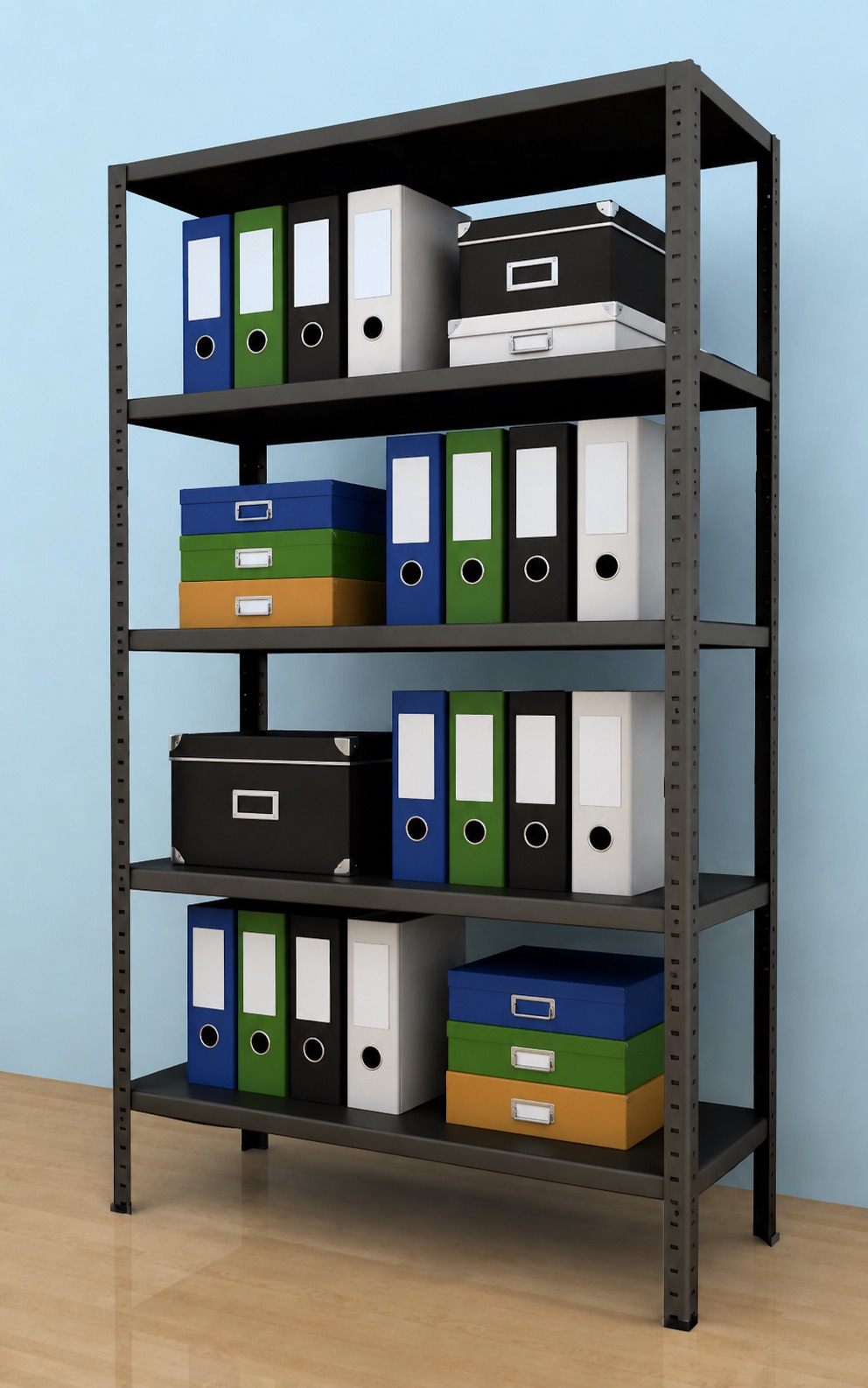 Regál na šanony 1800x900x400/5, 130kg/pol., čierna