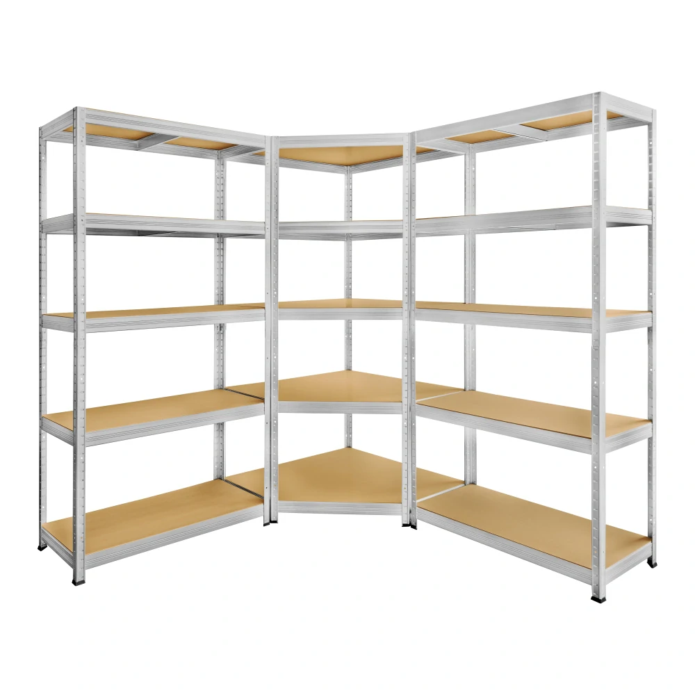 Kovový regál Futur- rohový 1800x900x450/5, pozink, 250kg/pol.