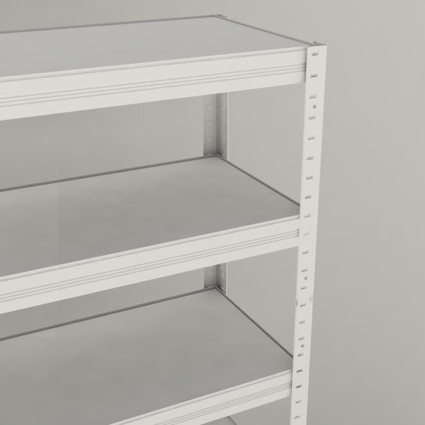 Kovový regál Futur 1800x1200x600/4, biela, 200kg/pol. lamino