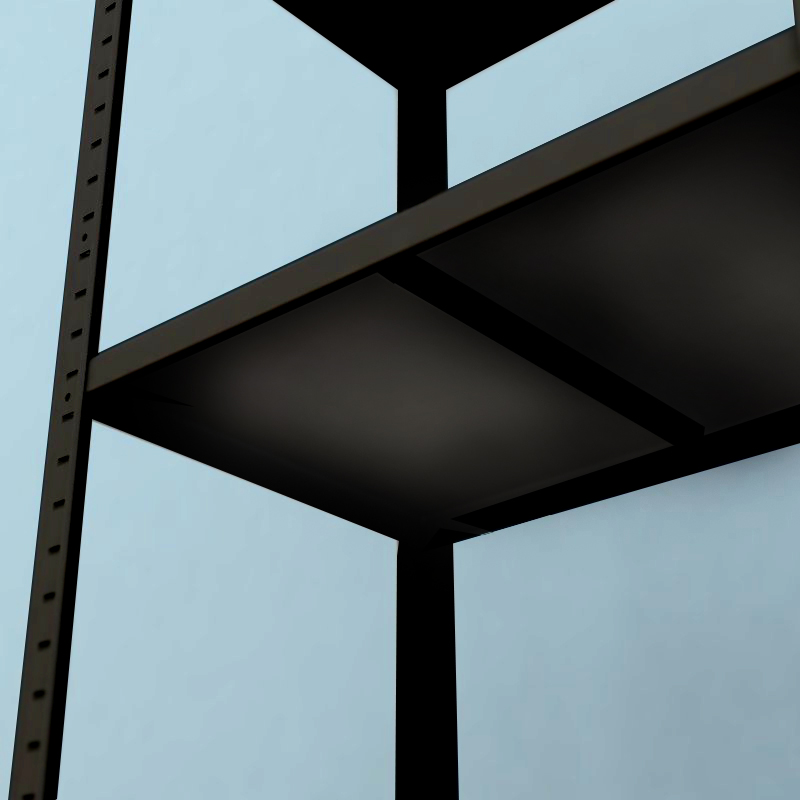 Kovový regál Drumy 2100x600x400/8, 130kg/pol., čierna 