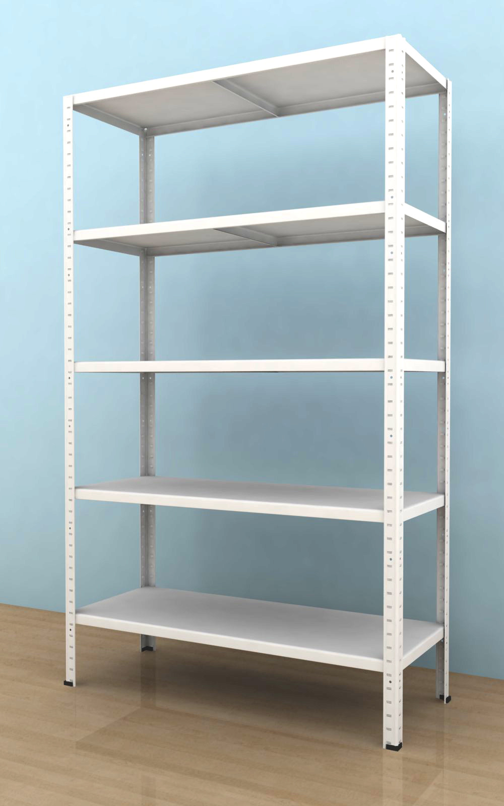 Regál na šanony 1800x900x400/5, 130kg/pol., biela 