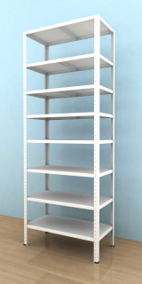 Kovový regál Drumy 2000x800x400/8, 130kg/pol., biela