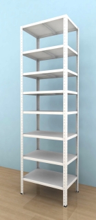Kovový regál Drumy 2600x900x400/8, 130kg/pol., biela