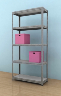 Kovový regál Futur 1700x900x350/5, pozink, 250kg/pol.