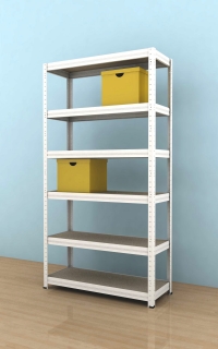 Kovový regál Futur 1800x900x450/6, biela, 250kg/pol.