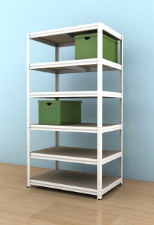 Kovový regál Futur 2100x900x600/6, biela, 350kg/pol.