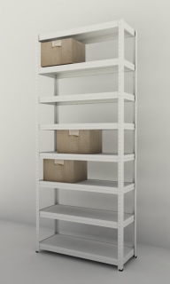 Kovový regál Futur 2000x900x350/8, biela, 250kg/pol.lamino