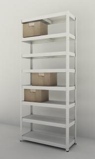 Kovový regál Futur 2000x900x350/8, biela, 350kg/pol. lamino