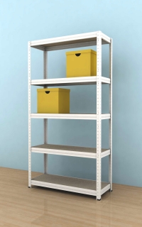 Kovový regál Futur 2000x900x450/5, biela, 250kg/pol.