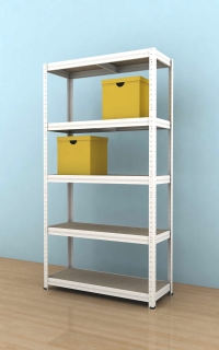 Kovový regál Futur 2000x900x450/5, biela, 350kg/pol.
