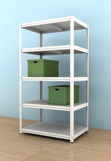 Kovový regál Futur 2000x900x500/5, biela, 350kg/pol.lamino