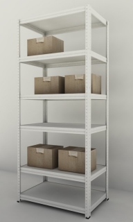 Kovový regál Futur 2000x900x500/6, biela, 350kg/pol. lamino