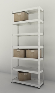 Kovový regál Futur 2000x900x500/7, biela, 350kg/pol. lamino