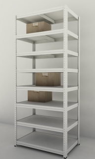 Kovový regál Futur 2000x900x500/8, biela, 350kg/pol. lamino
