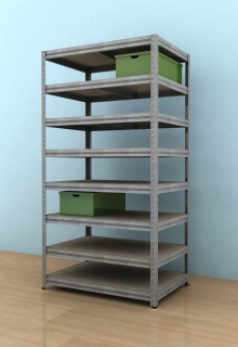 Kovový regál Futur 2100x900x600/8, pozink, 350kg/pol. lamino