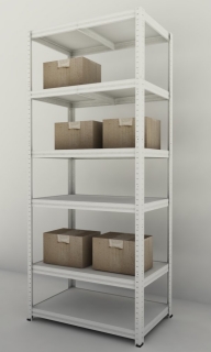Kovový regál Futur 2000x900x600/6, biela, 350kg/pol. lamino
