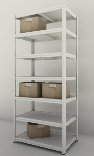Kovový regál Futur 2000x900x600/7, biela, 350kg/pol. lamino