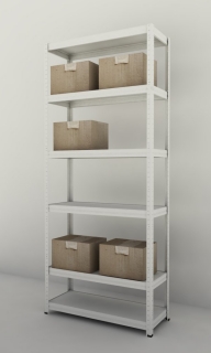 Kovový regál Futur 2700x900x450/7, biela, 250kg/pol. 
