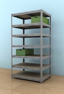 Kovový regál Futur plus 2000x1200x450/7, pozink, 200 kg/pol.
