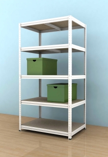 Kovový regál Futur 2100x900x600/5, biela, 350kg/pol.