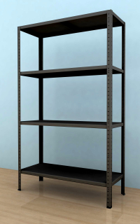 Kovový regál Drumy 1800x1000x400/4, 130kg/pol., čierny