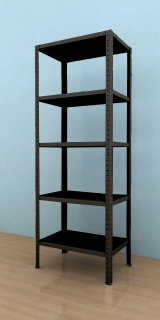 Kovový regál Drumy 2000x600x400/5, 130kg/pol., čierna 