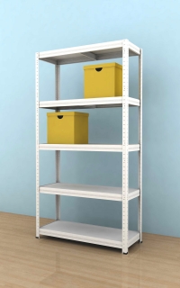 Kovový regál Futur 2000x900x350/5, biela, 350kg/pol.lamino