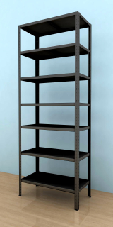 Kovový regál Drumy 2100x1000x400/7, 130kg/pol., čierna