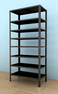Kovový regál Drumy 2100x1000x400/8, 130kg/pol., čierna