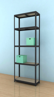 Kovový regál Futur 2000x900x450/5, čierna, 250kg/pol.