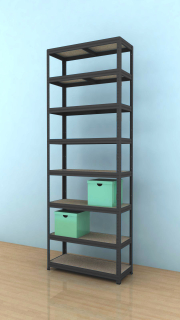 Kovový regál Futur 2100x900x450/8, čierna, 250kg/pol.