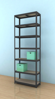 Kovový regál Futur 2700x900x450/7, čierna, 250kg/pol. 