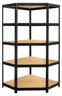 Kovový regál Futur- rohový 1800x700x300/5, čierny, 250kg/pol.