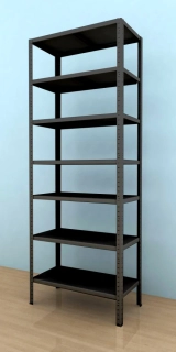 Kovový regál Drumy 2400x600x400/7, 130kg/pol., čierna 
