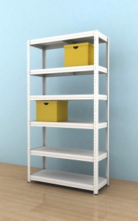 Kovový regál Futur 2100x900x450/6, biela, 350kg/pol.lamino