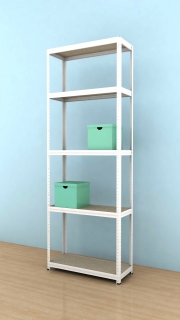 Kovový regál Futur 2400x900x350/5, biela, 250kg/pol.