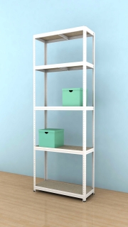 Kovový regál Futur 2400x900x350/5, biela, 350kg/pol.