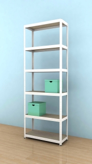 Kovový regál Futur 2400x900x350/6, biela, 250kg/pol.