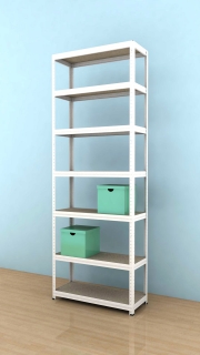 Kovový regál Futur 2400x900x350/7, biela, 250kg/pol.