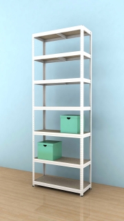 Kovový regál Futur 2400x900x350/7, biela, 350kg/pol.