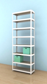 Kovový regál Futur 2400x900x350/8, biela, 250kg/pol.