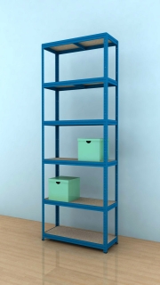 Kovový regál Futur 2400x900x350/6, modrá, 350kg/pol.