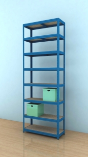 Kovový regál Futur 2400x900x350/8, modrá, 350kg/pol.