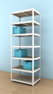 Kovový regál Futur 2400x900x600/7, biela, 350kg/pol.