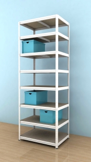 Kovový regál Futur 2400x900x600/8, biela, 350kg/pol.