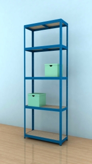 Kovový regál Futur 2400x900x350/5, modrá, 350kg/pol.