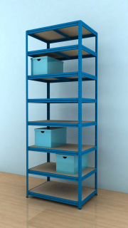 Kovový regál Futur 2400x900x600/8, modrá, 350kg/pol.